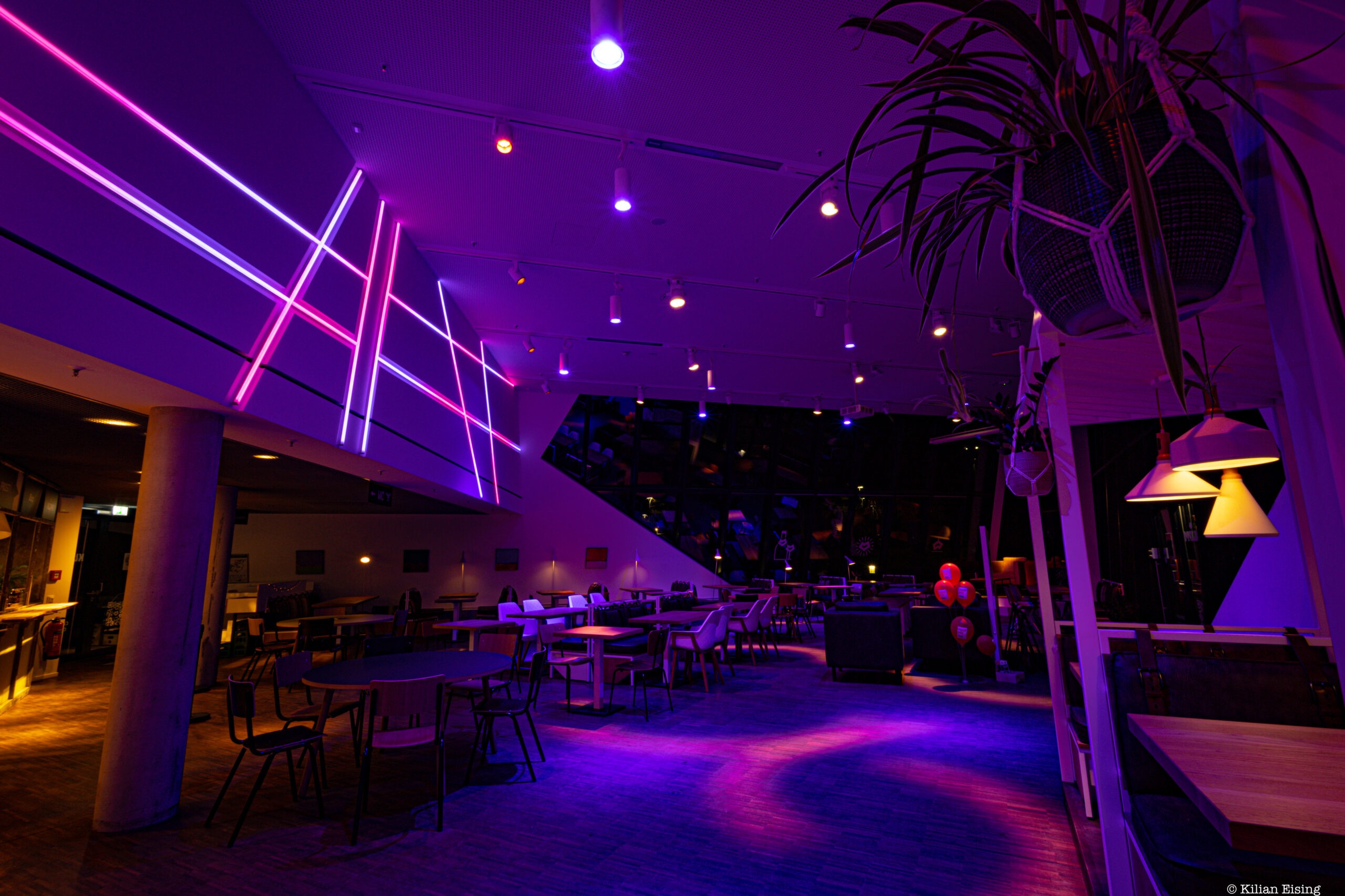LED Streifen Innenarchetektur rosa blau Leuphana