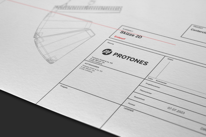 papier unterlagen mit protones bauplan beschallungstechnik av technik protones