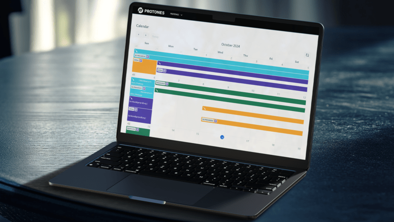 laptop zeigt kundenportal von protones support kundenservice ton und lichttechnik